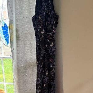 LOFT Black and Blue Floral Jumpsuit